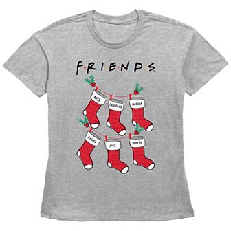 Women's Friends Christmas Stockings Graphic Tee