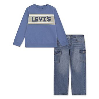 Boys 4-7 Levi's Stay Loose Crewneck & Cargo Jeans 2 pc Set