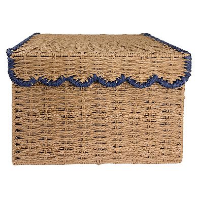 Draper James Paper Weave Scallop Lidded Bin