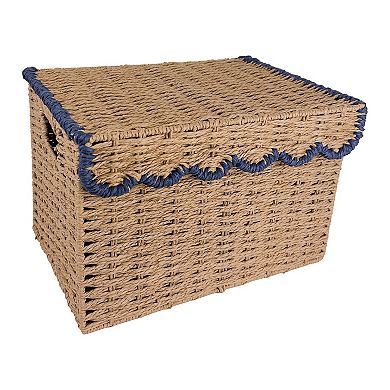 Draper James Paper Weave Scallop Lidded Bin