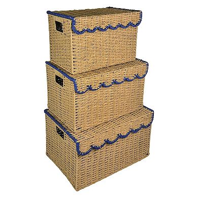 Draper James Paper Weave Scallop Lidded Bin