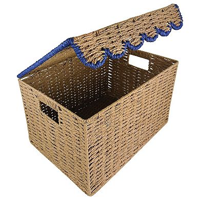 Draper James Paper Weave Scallop Lidded Bin