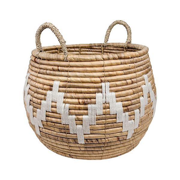 Draper James Round Zig-Zag Accent Large Woven Basket - Cream