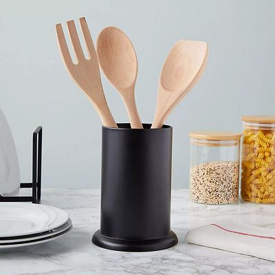 5 in. x 5 in. x 6.5 in. Cutlery Holder in Black