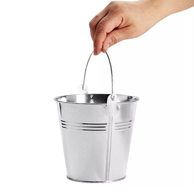 Small Tin Pails With Handles 4.7" 12 Pcs