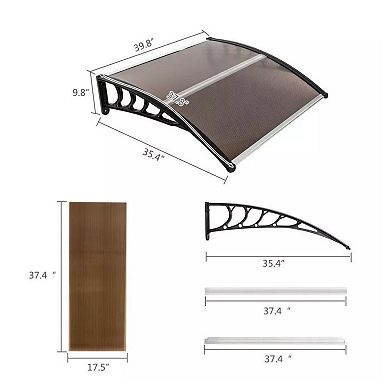 Diy Window Awning Door Canopy Polycarbonate Outdoor 40"x40"