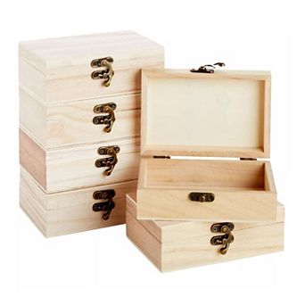 Unfinished Wooden Boxes Diy Craft 6 pc