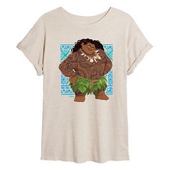Disney's Moana 2 Maui Juniors' Portrait Tribal Oversized Tee