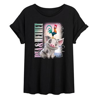 Disney's Moana 2 Pua & Heihei Juniors' Oversized Tee