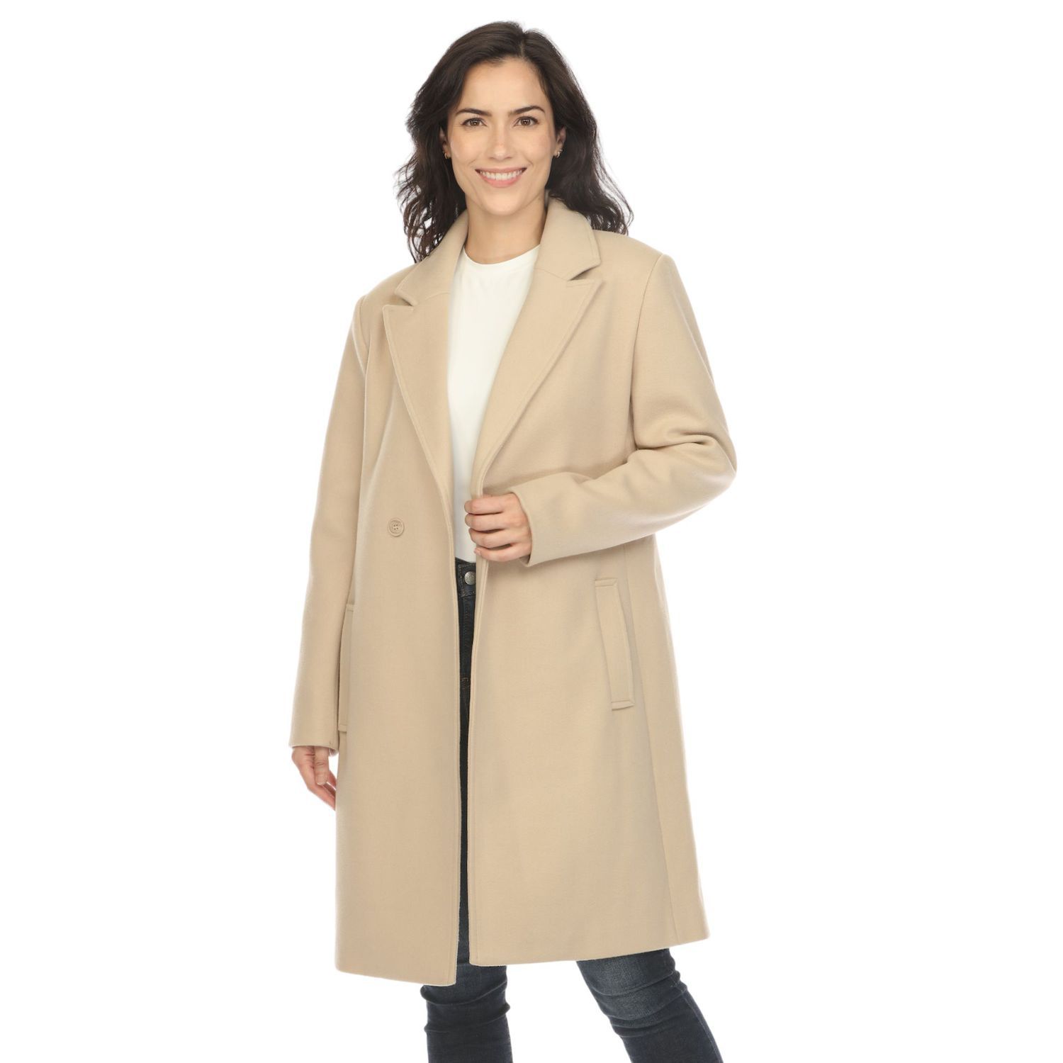 kohls womens dress coats Allegra K Stand Collar Single Breasted Solid Color Pea Coat, Black / 3XL
