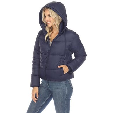 Women's Full Front Zip Hooded Bomber Puffer Jacket