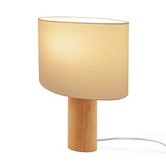 Mia 15.75" Midcentury Led Table Lamp With Maple Wood Base