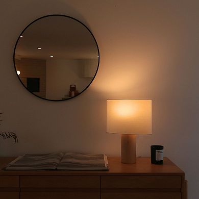 Mia 15.75" Midcentury Led Table Lamp With Maple Wood Base