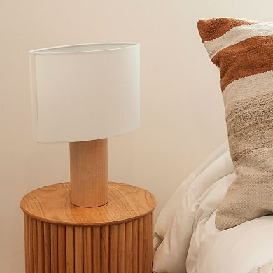 Mia 15.75" Midcentury Led Table Lamp With Maple Wood Base