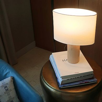 Mia 15.75" Midcentury Led Table Lamp With Maple Wood Base