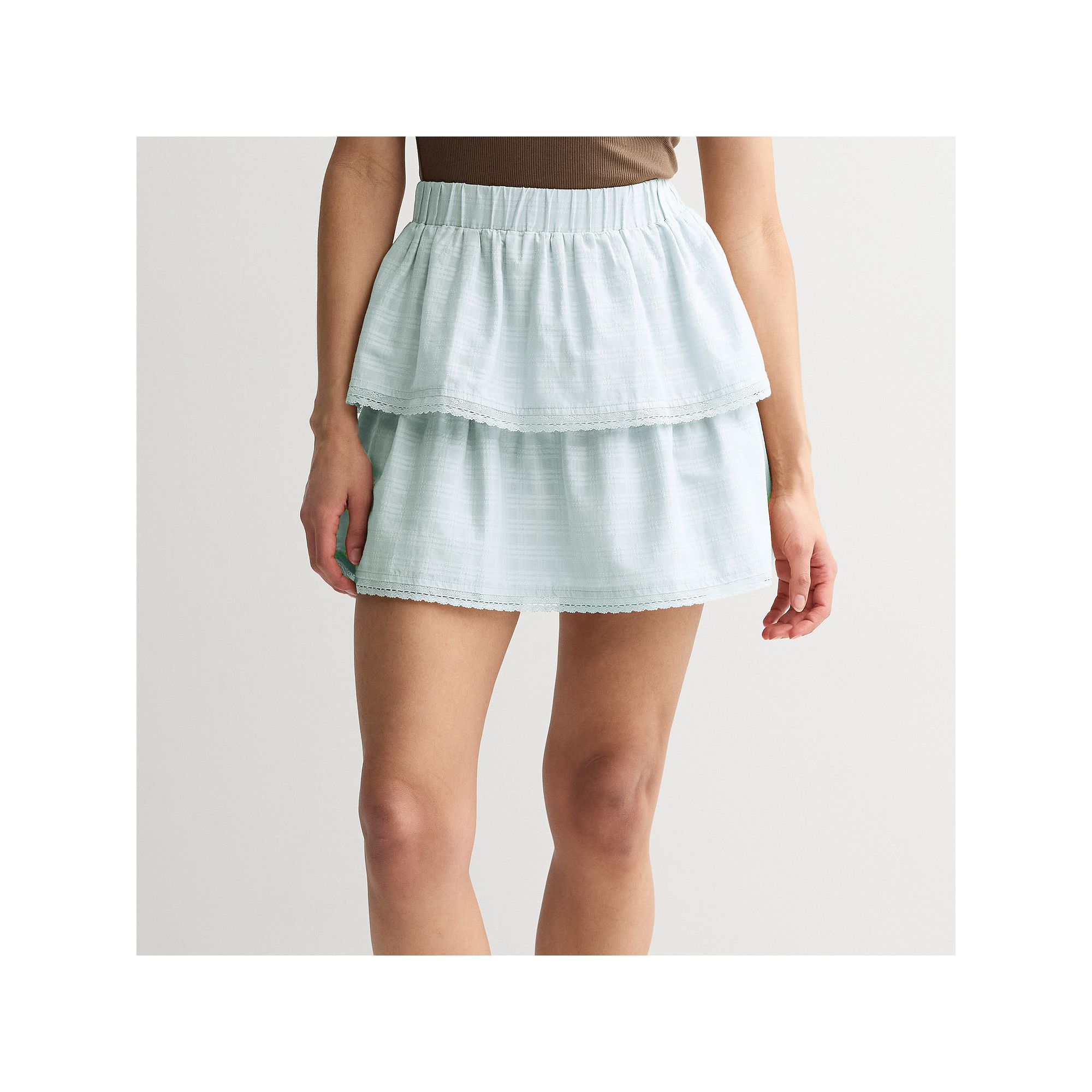 Juniors SO® Tiered Mini Skirt, Womens, Size: XS, Still Blue