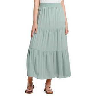 Women's AB Studio Solid Crosshatch Pull-On Tiered Skirt