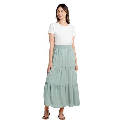 Women's AB Studio Solid Crosshatch Pull-On Tiered Skirt