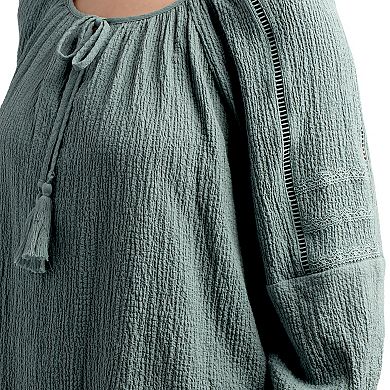 Women's AB Studio Lace Trim Peasant Top