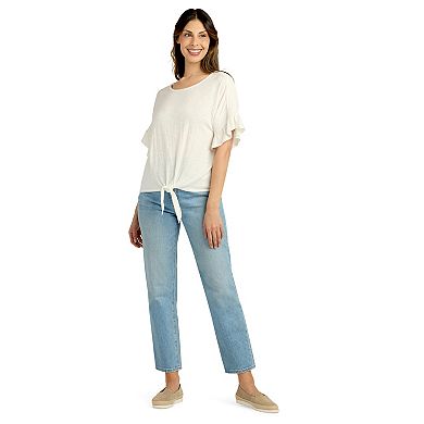 Women's AB Studio Ruffle Sleeve Tie-Front Top