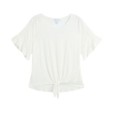Women's AB Studio Ruffle Sleeve Tie-Front Top