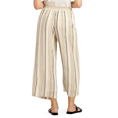 Women's AB Studio Striped Pull-On Wide Leg Cropped Pants