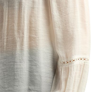 Women's AB Studio Button-Front Peasant Top