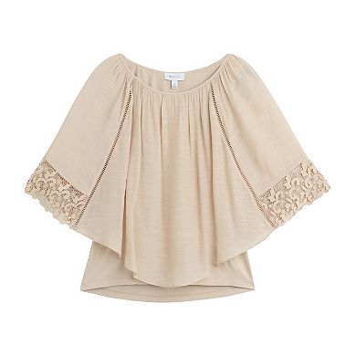 Women's AB Studio Popover Lace Trim Top