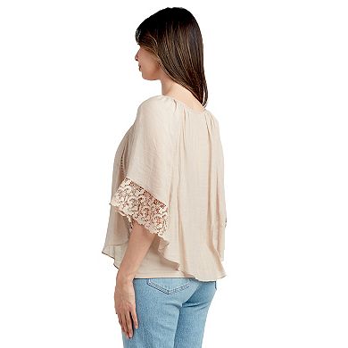 Women's AB Studio Popover Lace Trim Top