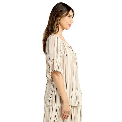 Women's AB Studio Ruffle Sleeve Peasant Tie-Neck Top