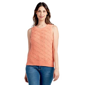 Women's AB Studio Novelty Stitch Sleeveless Sweater