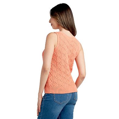 Women's AB Studio Novelty Stitch Sleeveless Sweater