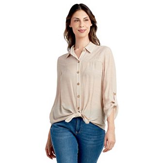 Women's AB Studio Lace Yoke 3/4 Sleeve Top