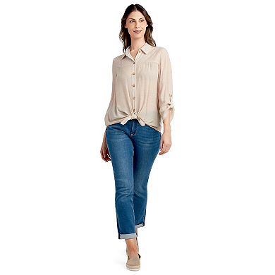 Women's AB Studio Lace Yoke 3/4 Sleeve Top