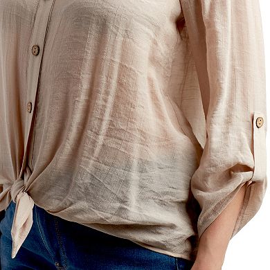 Women's AB Studio Lace Yoke 3/4 Sleeve Top