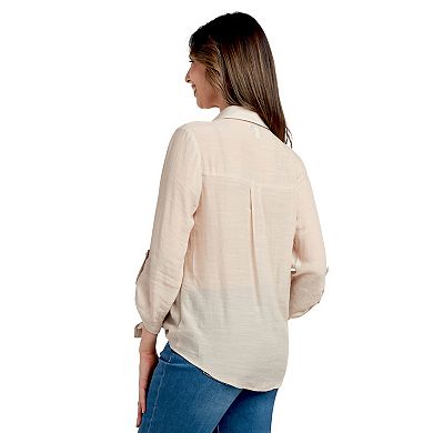 Women's AB Studio Lace Yoke 3/4 Sleeve Top