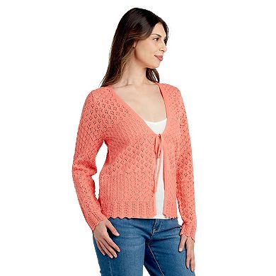 Women's AB Studio Tie-Front Sweater Cardigan