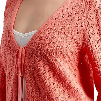 Women's AB Studio Tie-Front Sweater Cardigan