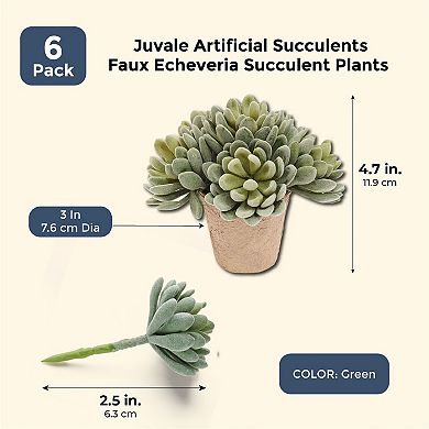 6x Artificial Succulents Unpotted Faux Echeveria Succulent Plants Green, 5 Inch
