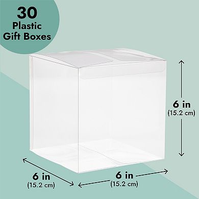 30-pack Clear Gift Boxes For Cake, Wedding, Baby Shower, Birthday Party (6x6 In)