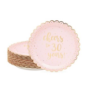 48 Pack 30th Birthday Decorations For Her, Cheers To 30 Years Rose Gold Plate