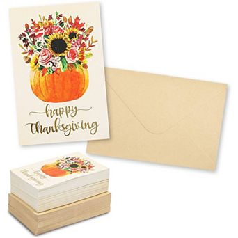 Thanksgiving Cards And Envelopes -60 Pack Holiday Fall Greeting Card Bulk 4 X 6"