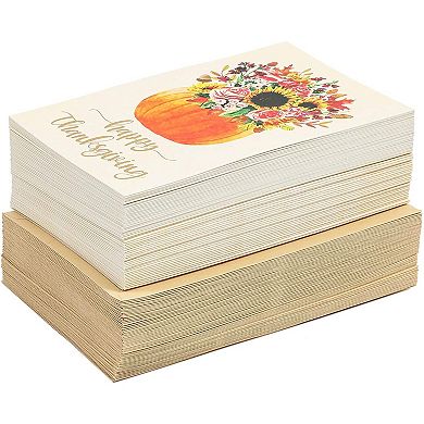 Thanksgiving Cards And Envelopes -60 Pack Holiday Fall Greeting Card Bulk 4 X 6"