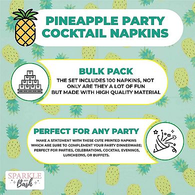 Pineparty Cocktail Napkins (5 In, 100 Pack)