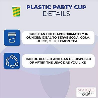 16 Oz Plastic Poker Tumbler Cups, Casino Party Decorations (16 Pack)