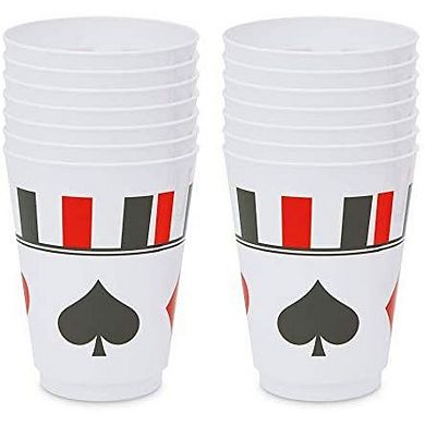 16 Oz Plastic Poker Tumbler Cups, Casino Party Decorations (16 Pack)