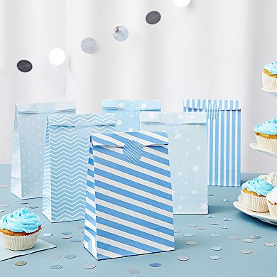 36 Pack Blue Gift Bags For Baby Shower Party Favors, 5.5 X 9 X 3.15 In