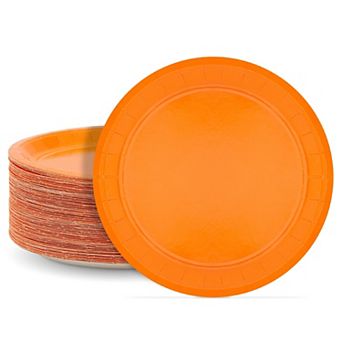100 pc Neon Orange Themed Decor Disposable Paper Plates 9" For Birthday Party