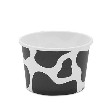 Cow Paper Ice Cream Cups With Spoons, Farm Birthday Party Supplies (8 Oz, 100x)