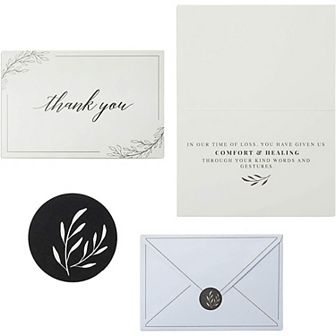 Sympathy Thank You Cards with Envelopes and Stickers (4 x 6 in 48 Pack)